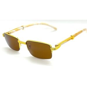 Gold Frame Sunglasses Brown Lens Rectangle Fashion Hip Hop Style Retro 80's 90's